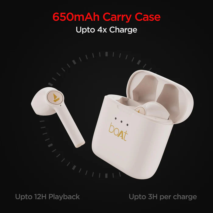 Boat Earbuds Airdopes 131 Steel Crimson Creame Details